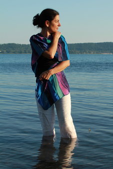 XXL viscose sjaal, turquoise, blauw, paars, zeegroen en roze - Liz XXL viscose sjaal, turquoise, blauw, paars, zeegroen en roze - Liz