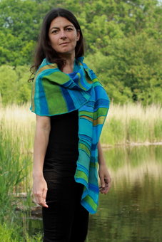 Blauw groene viscose sjaal - Liz Blauw groene viscose sjaal - Liz