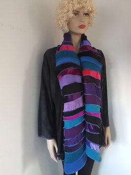 Warme sjaal - paars lila blauw fuchsia - Liz Warme sjaal - paars lila blauw fuchsia - Liz