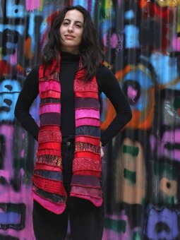 Warme sjaal - roze rood roestbruin - Liz Warme sjaal - roze rood roestbruin - Liz