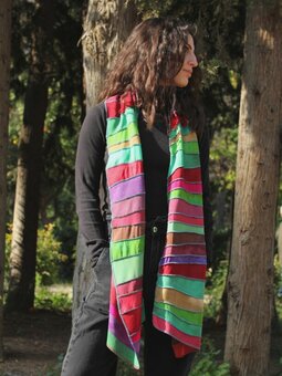 Sjaal viscose roest, groen, paars Sjaal viscose roest, groen, paars