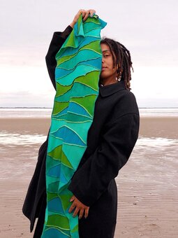 Sjaal viscose bladen groen Sjaal viscose bladen groen