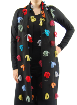 Sjaal kleurige kwastjes Sjaal kleurige kwastjes