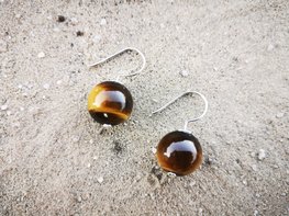 Oorhangers tijgeroog kraal zilver Oorhangers tijgeroog kraal zilver
