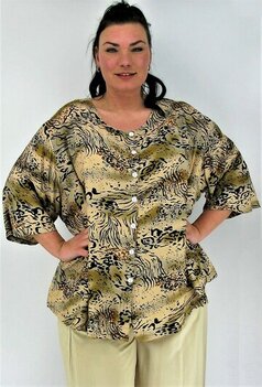 Blouse Emma beige groen Blouse Emma beige groen