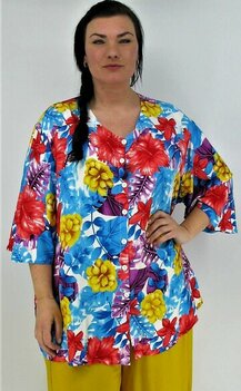 Blouse Emma blauw rood geel Blouse Emma blauw rood geel