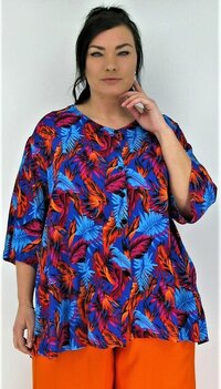 Blouse Emma oranje roze blauw Blouse Emma oranje roze blauw