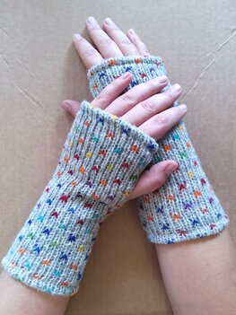 Wollen handwarmers l.grijs stip