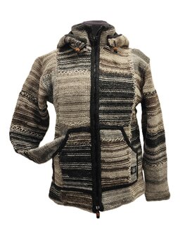 Wollen vest naturel streep Wollen vest naturel streep