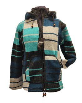 Wollen vest turquoise blokken Wollen vest turquoise blokken