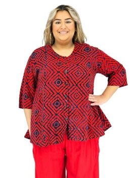 Blouse Dallas - rood blauw