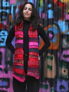 Warme sjaal - roze rood roestbruin - Liz