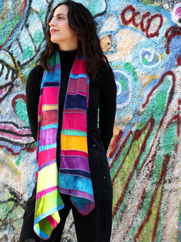 Sjaal viscose vrolijke multi kleur