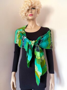 Sjaal viscose combi groen