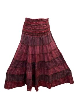 Rok katoen stroken bordeaux