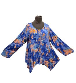Blouse wizard batik blauw oranje