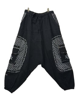 Harembroek zakken zwart bloem