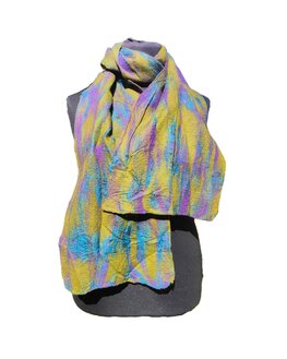 Zijde wol sjaal - paars wasabi turquoise