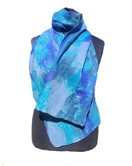 Zijde wol sjaal - turquoise