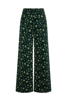 Triangle broek rib bloem groen