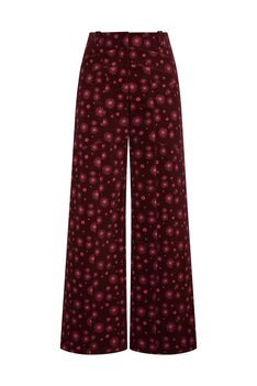 Triangle broek rib bloem rood