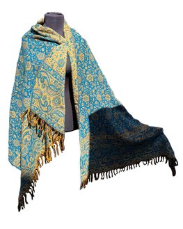 Yak wol sjaal - petrol