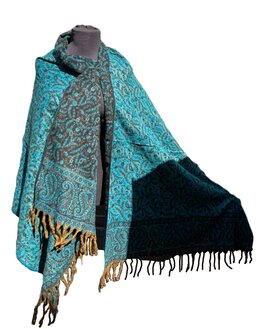 Yak wol sjaal - donker turquoise