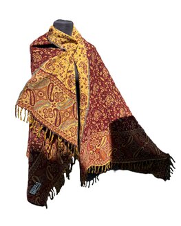 Yak wol sjaal - bordeaux rood