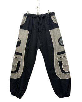 Broek katoen zwart grijs