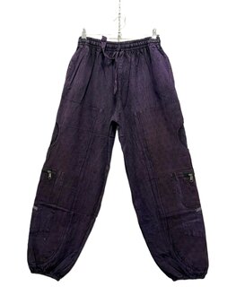 Broek katoen bloem stonewash paars