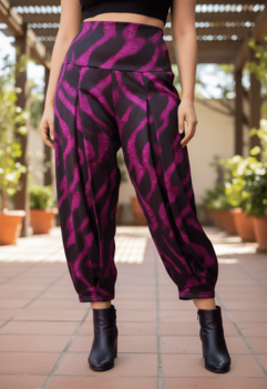 Broek Lia zwart - fuchsia