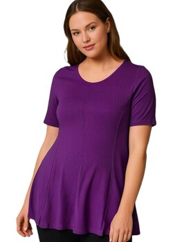 A-lijn shirt korte mouw donker fuchsia