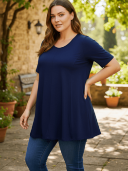 A-lijn shirt korte mouw donker blauw