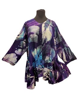 Blouse b148 batik paars blauw wit