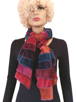 fluwelen sjaal rood roest petrol fuchsia - Liz