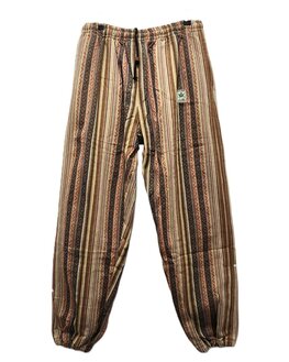 Broek Hennep streep naturel bruin