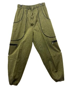 Broek katoen bies army groen