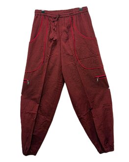 Broek katoen bies bordeaux rood