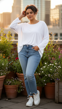 Wijd shirt Mery lang lm wit