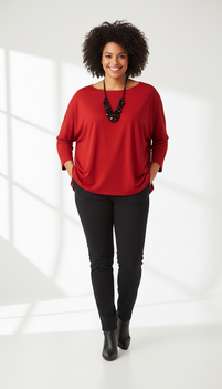 Wijd shirt Mery lang lm rood