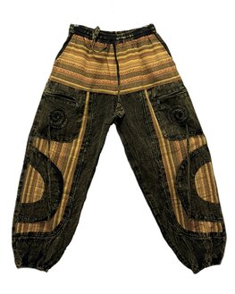 Broek katoen pas ikat geel