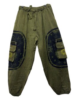 Broek katoen zon army groen